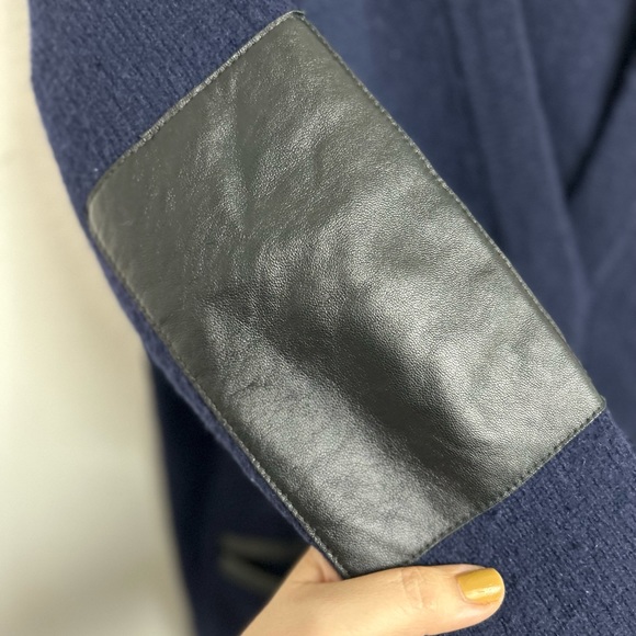 Madewell lambs wool w/ 100% leather trim pockets & elbow patches Size XS cardi - Picture 12 of 16